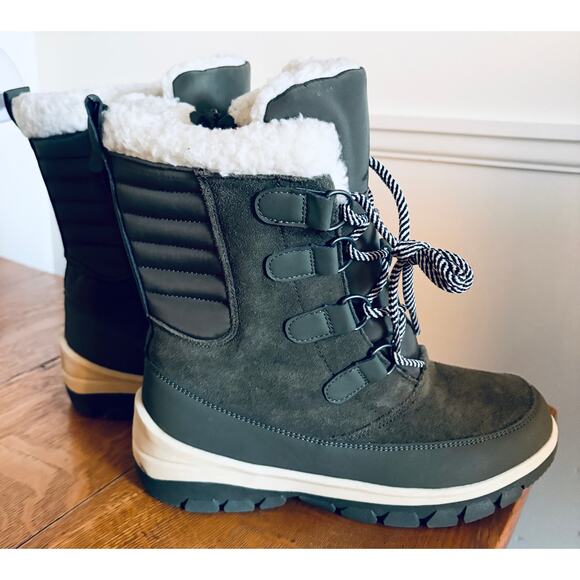 Women's All In Motion Camila Waterproof Snow Boots, Olive Green, Size 6 - Picture 1 of 4